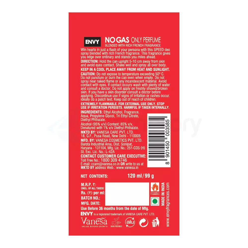 Envy Perfume Deodorant Spray Speed for Men-120ml