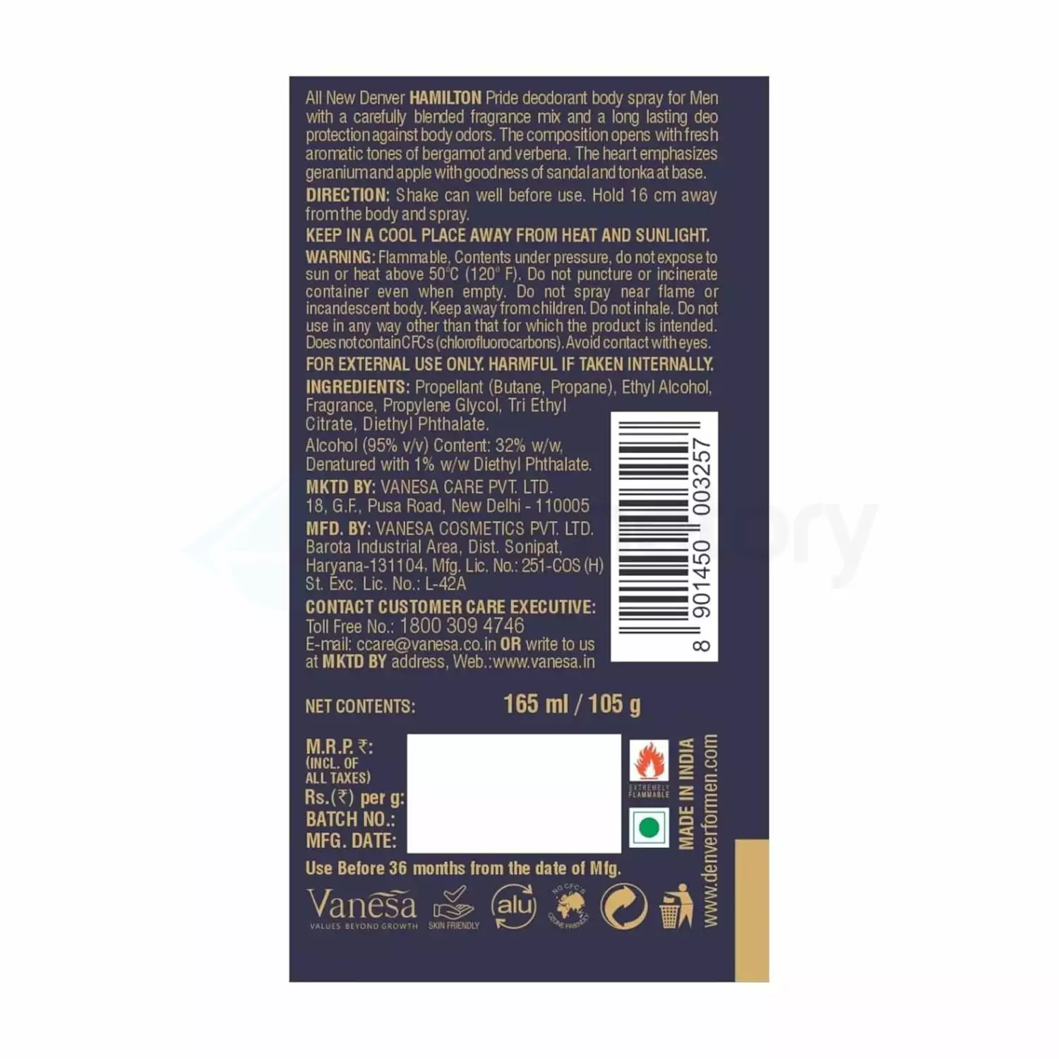 Denver Hamilton Deodorant Body Spray Pride-165ml
