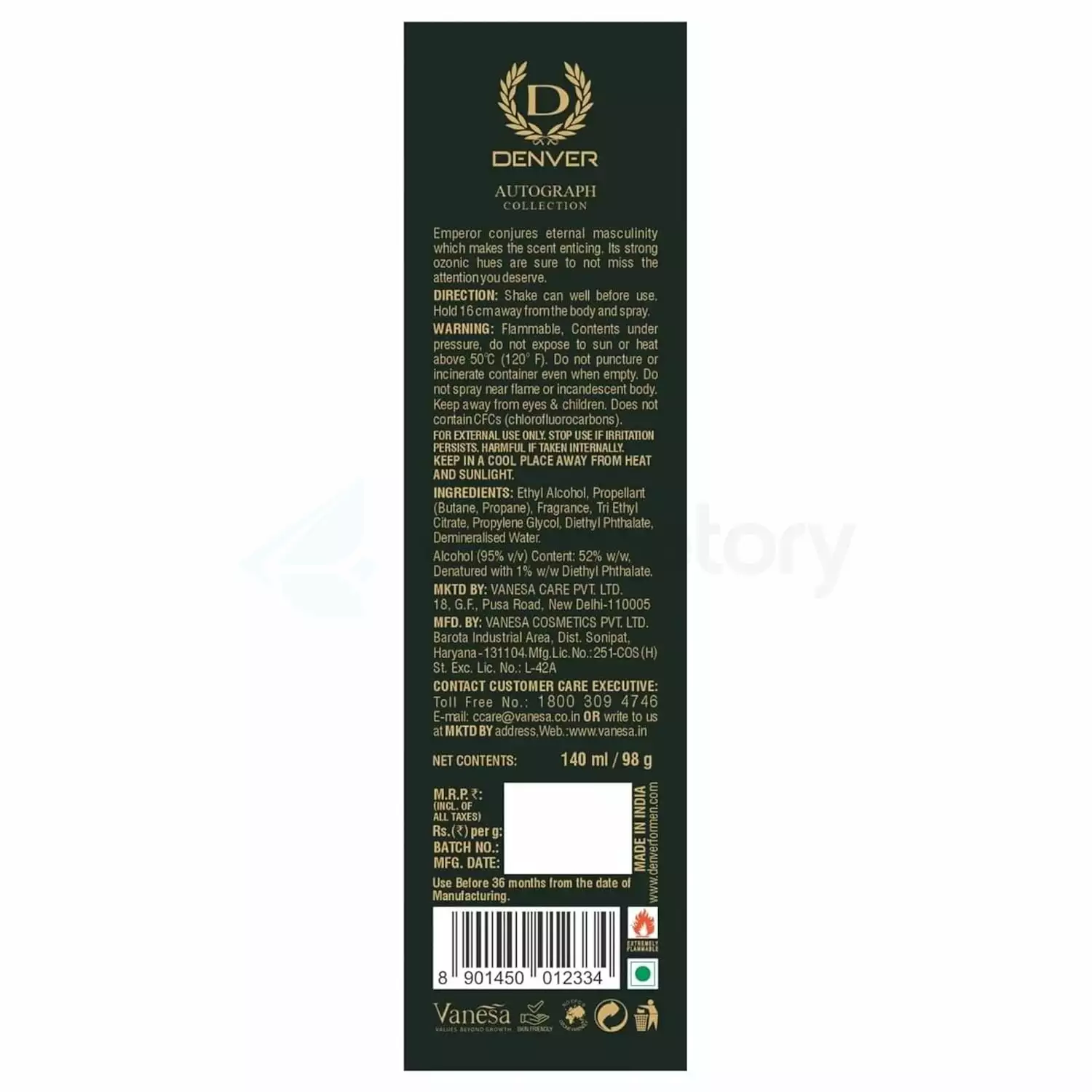 Denver SRK Emperor Autograph Collection Body Spray-140ml