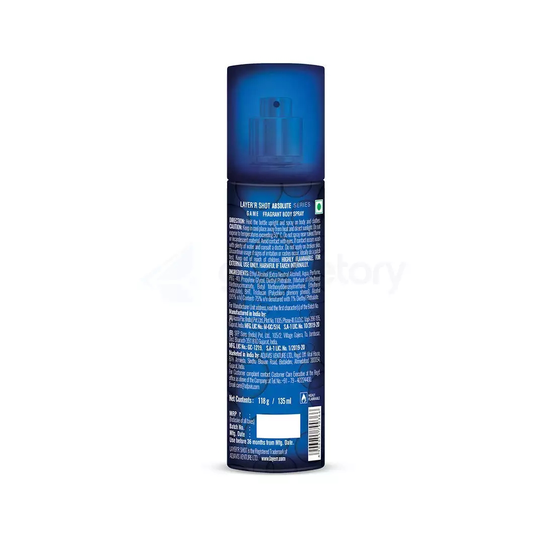 Layer'r Shot Absolute Game Fragrant Body Spray-135ml