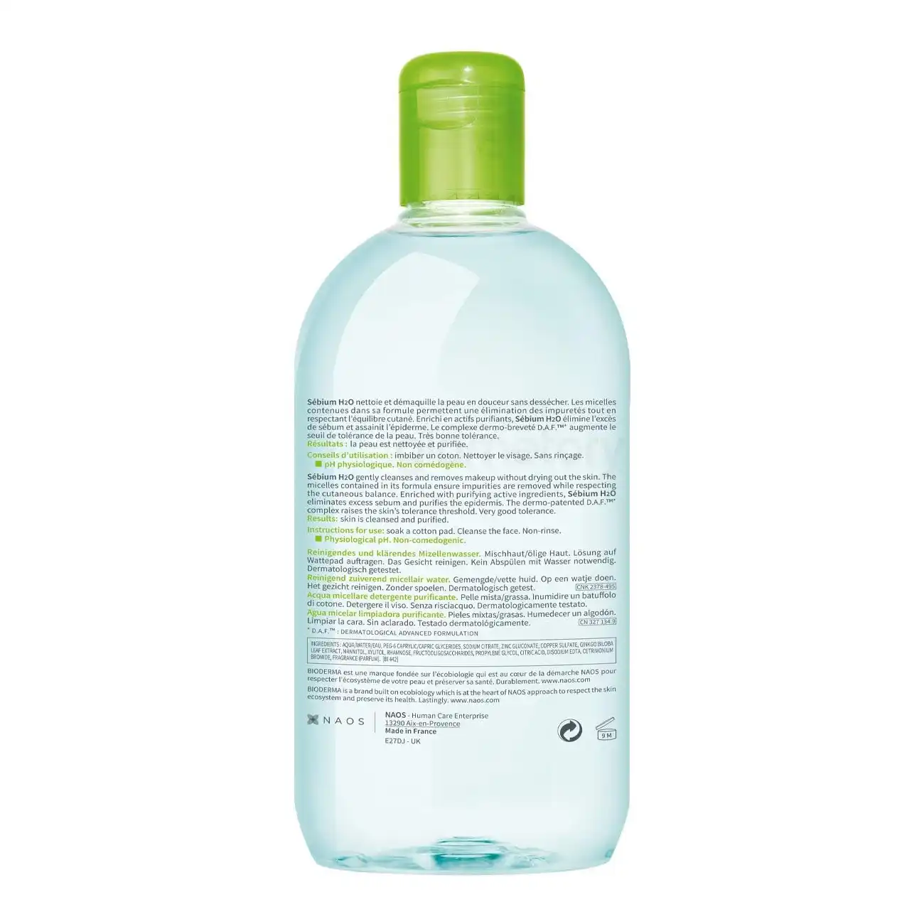 Bioderma Sébium H2O Purifying Cleansing Micellar Water-500ml
